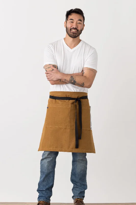 Bistro Middly Apron, 20"L, Ochre with Black Straps, Men and Women