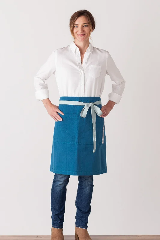 Bistro Middly Apron, 20"L, Seaside Blue with Ice Straps, Men or Women