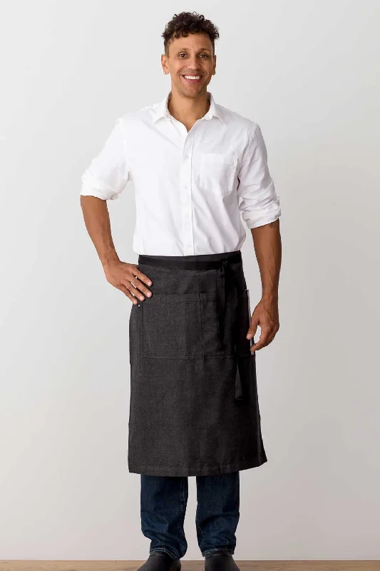 Bistro Longy Apron, 28"L, Charcoal with Black Straps, Men or Women