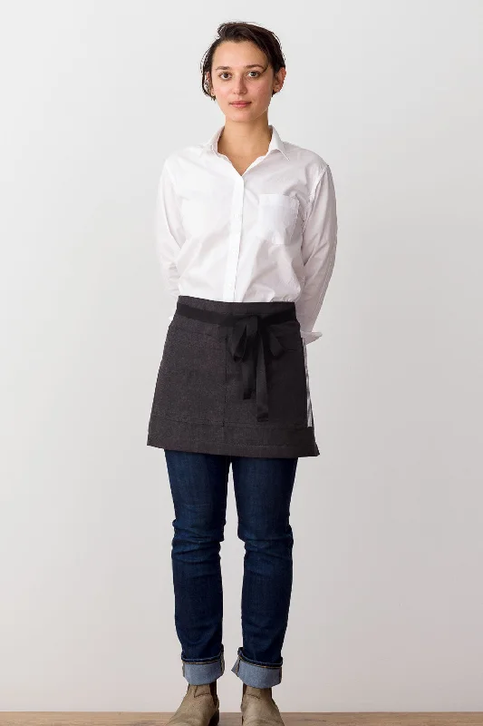 Bistro Shorty Apron, 14"L, Charcoal with Black Straps, Men or Women