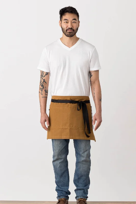 Bistro Shorty Apron, 14"L, Ochre with Black Straps, Men or Women