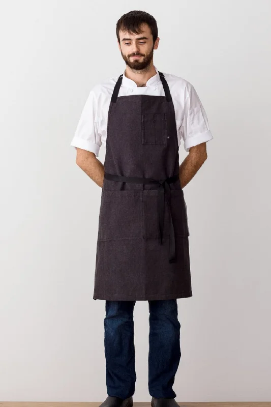 Classic Chef Apron, Charcoal Black with Black Straps, Men or Women