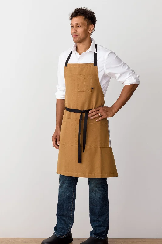 Classic Chef Apron, Ochre with Black Straps, Men or Women