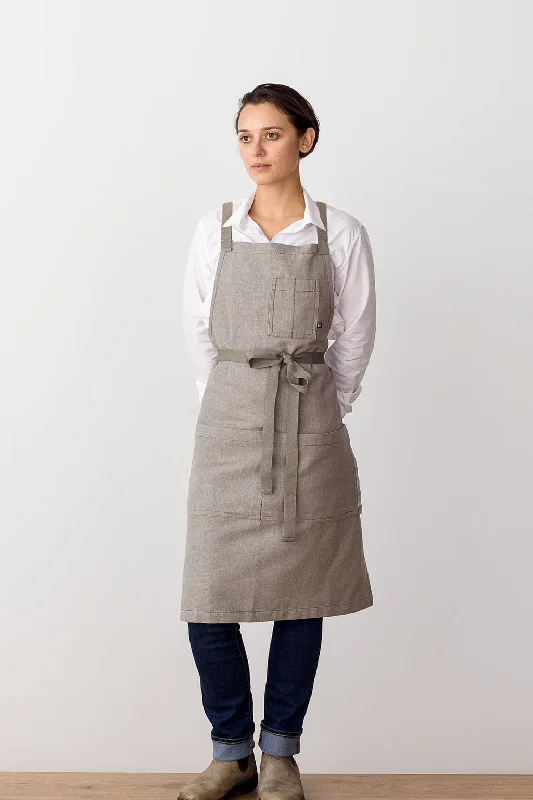 Cross-Back Chef Apron, Tan with Tan Straps, Men and Women