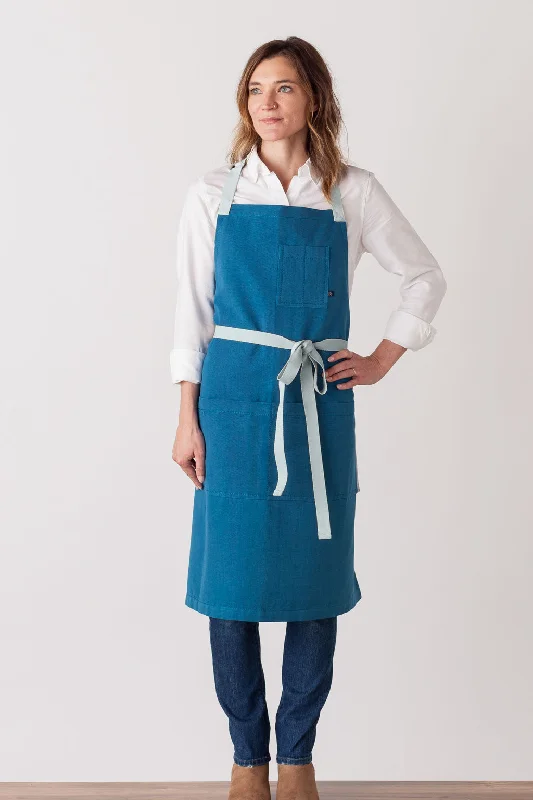 Classic Chef Apron, Seaside Blue with Ice Straps, Men or Women