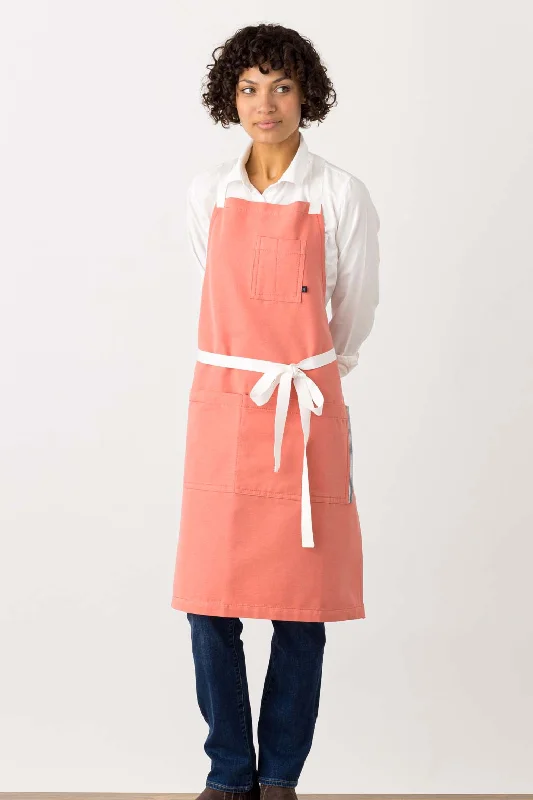 Cross-Back Chef Apron, 34"L, Coral Pink with White Straps, Men and Women