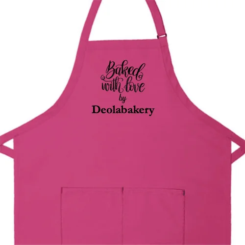 Personalized Apron Embroidered Baked With Love Design Add a Name