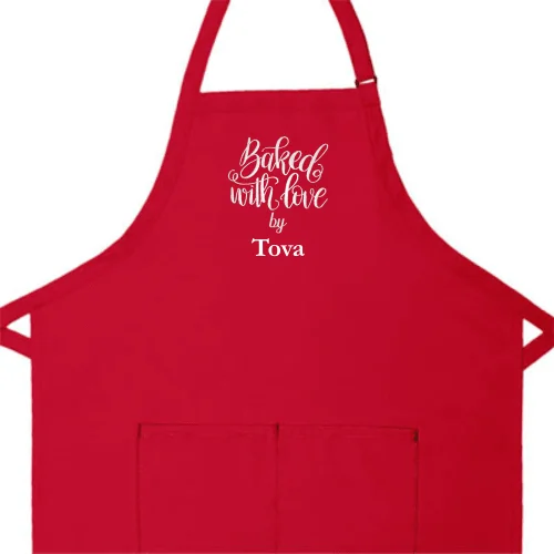 Personalized Apron Embroidered Baked With Love Design Add a Name