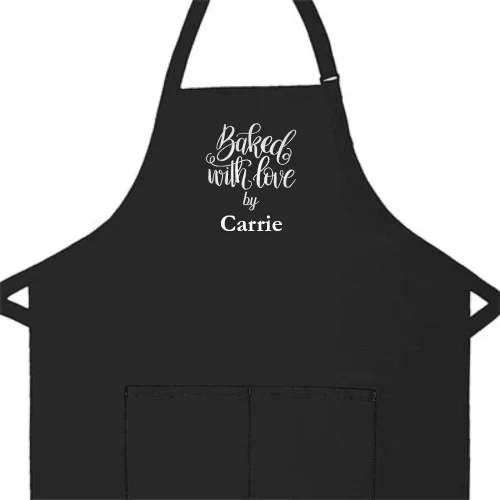 Personalized Apron Embroidered Baked With Love Design Add a Name