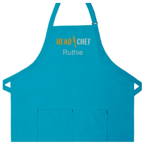 Personalized Apron Embroidered Head Chef Design Add a Name