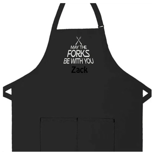 Personalized Apron Embroidered May The Forks Design Add a Name