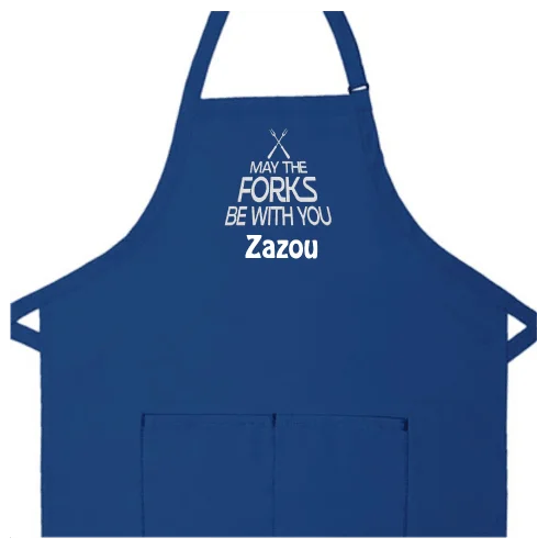 Personalized Apron Embroidered May The Forks Design Add a Name