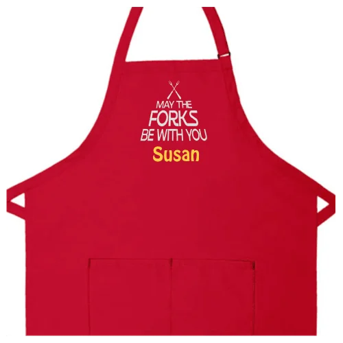 Personalized Apron Embroidered May The Forks Design Add a Name