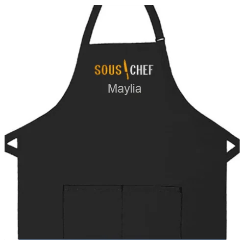 Personalized Apron Embroidered Sous Chef Design Add a Name