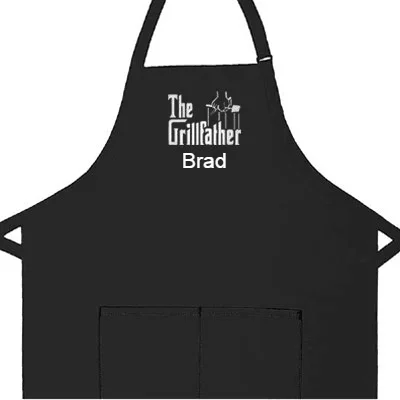 Personalized Apron Embroidered The Grillfather Design Add a Name