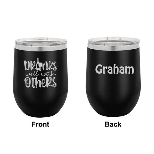 Personalized Drinks Well With Others Engraved Wine Tumbler