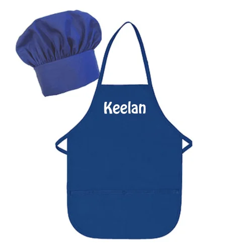 Personalized Embroidered Kids Apron and Chef Hat Set