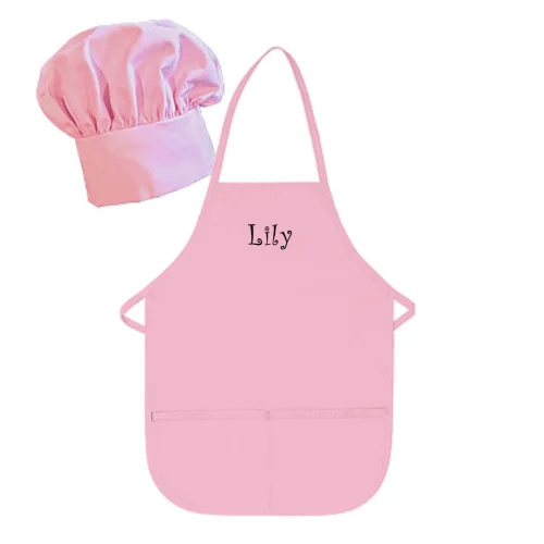 Personalized Embroidered Kids Apron and Chef Hat Set