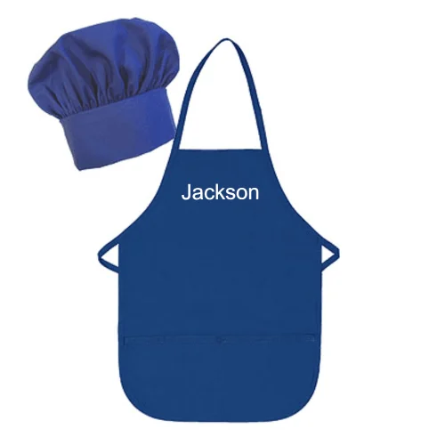 Personalized Embroidered Kids Apron and Chef Hat Set