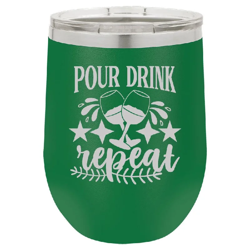 Personalized Pour Drink Repeat Engraved Wine Tumbler