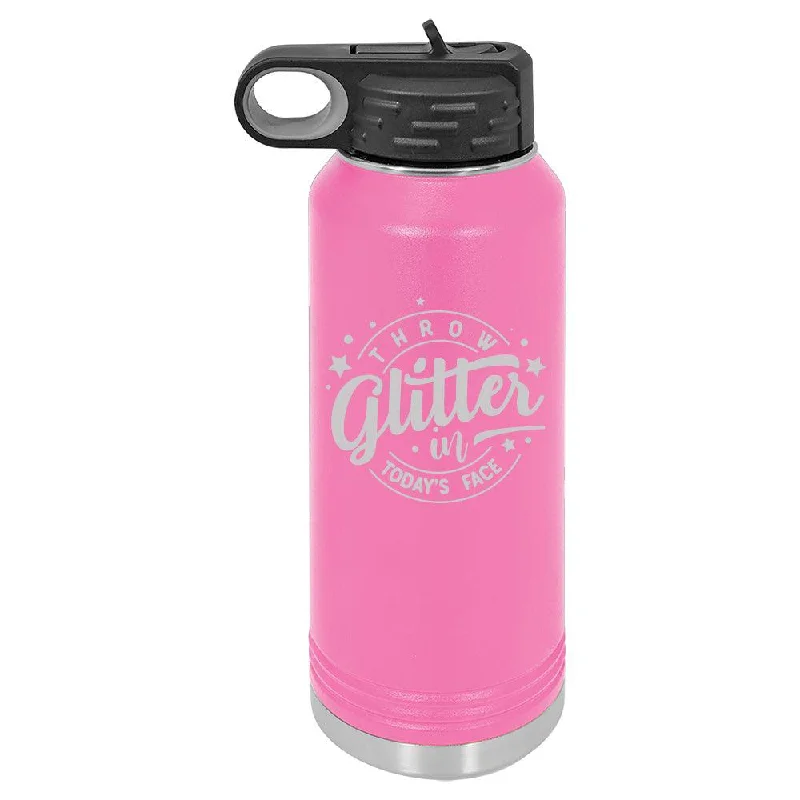 Personalized Throw Glitter Laser Engraved Water Bottle