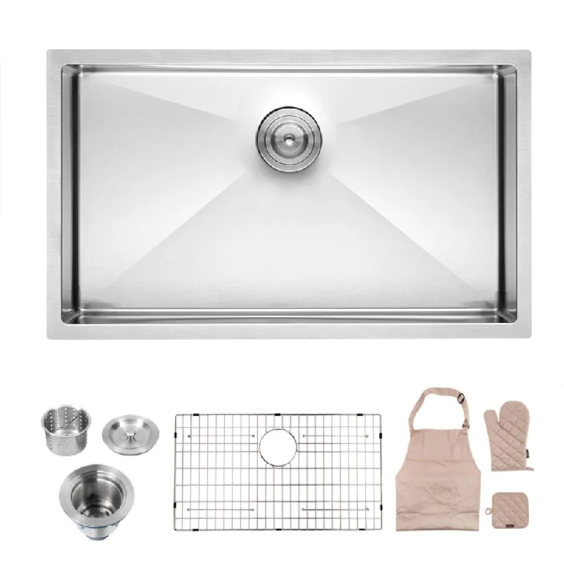 16-Gauge Stainless Steel Rectangle Undermount Single Bowl Kitchen Sink - 28 in. Width