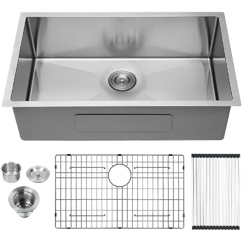 16-Gauge Stainless Steel Rectangle Undermount Single Bowl Kitchen Sink - 33 in. Width