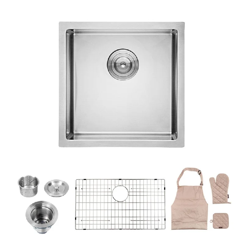 16-Gauge Stainless Steel Square Undermount Single Bowl Kitchen Sink - 17 in. Width