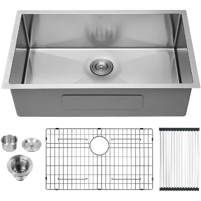 18-Gauge Stainless Steel Rectangle Undermount Single Bowl Kitchen Sink - 32 in. Width