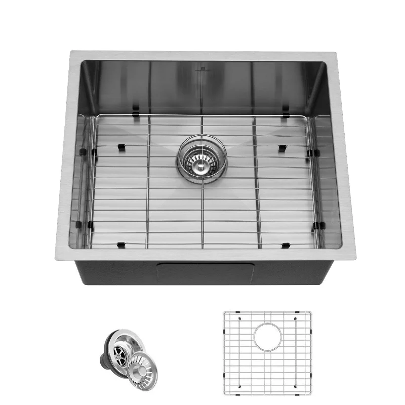 23 inch Undermount 16 Gauge R10 Radius Stainless Steel Kitchen Sink Single Bowl 100% Handmade, 23"x19"x10",Silver