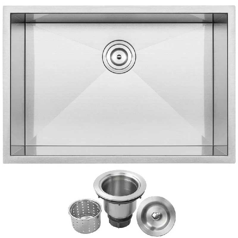 28" Ticor S-3680 Stainless Steel 16 Gauge Single Bowl Undermount Square Kitchen Sink Zero Radius Corners