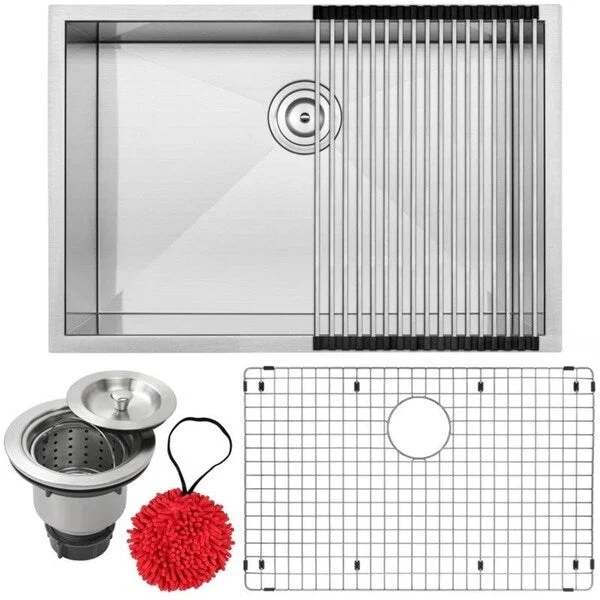 28" Ticor S3680 Pacific Series 16-Gauge Stainless Steel Undermount Single Basin Zero Radius Kitchen Sink with Accessories