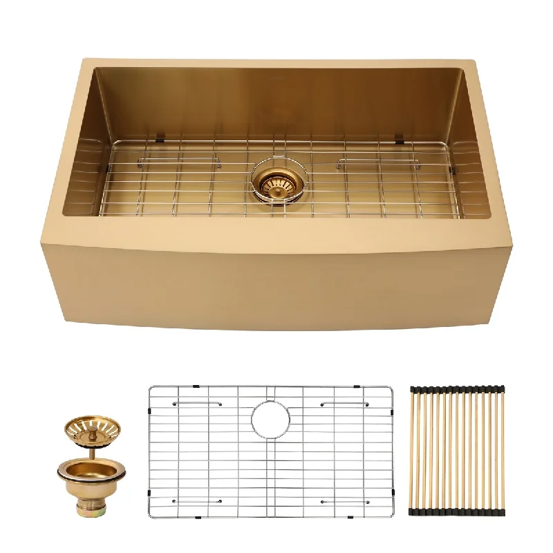 30 Inch Gold Stainless Steel 16 gauge Kitchen Sink - 30 x 21