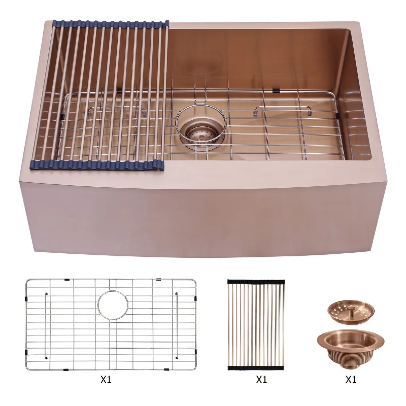 30 Inch Rose Gold Stainless Steel 16 gauge Kitchen Sink - 30 x 21