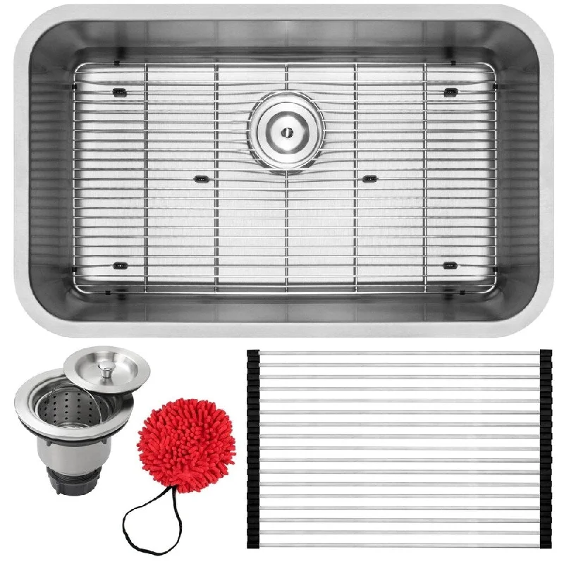 30" Ticor S117 16-Gauge Stainless Steel Undermount Single Basin Kitchen Sink with Accessories