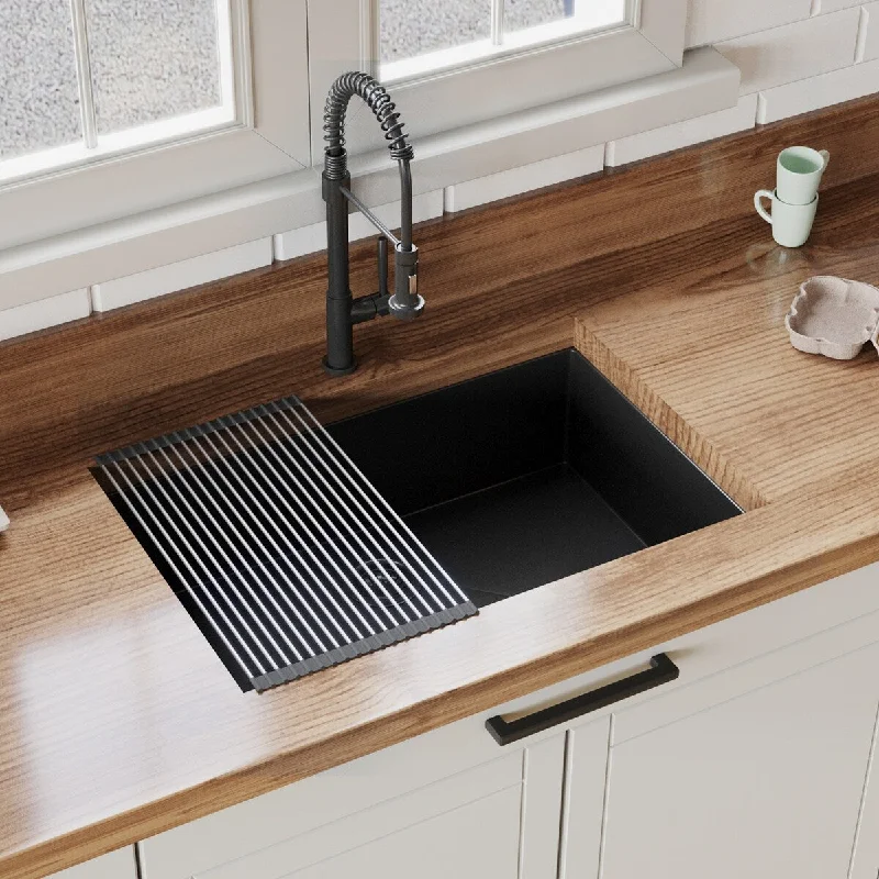 30" x 21" x 10" Undermount Gunmetal Black Single Bowl Kitchen Sink 16 Gauge Stainless Steel - 30 x 21