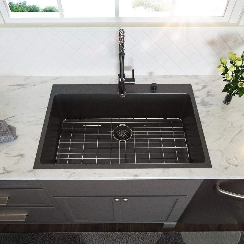 30x22 inch Kitchen Sink Drop In Gunmetal Matte Black