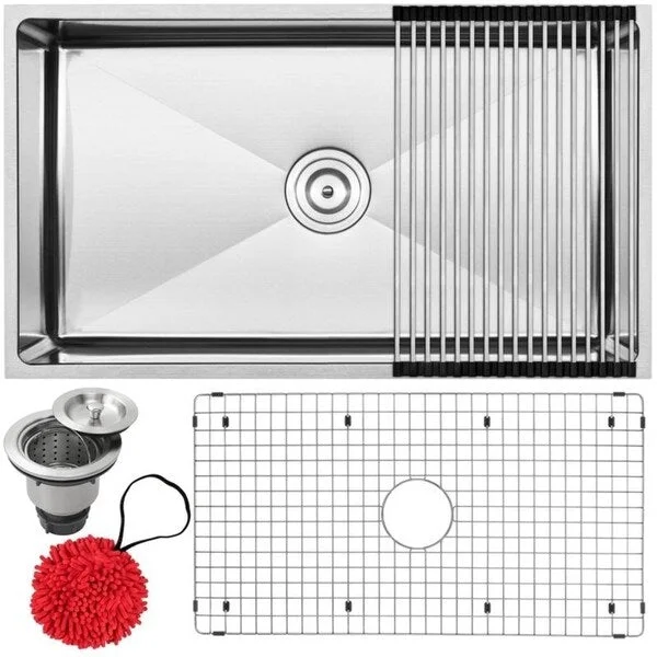 31 1/4" Ticor S6513 Pacific Series 16-Gauge Stainless Steel Undermount Single Basin Kitchen Sink with Accessories