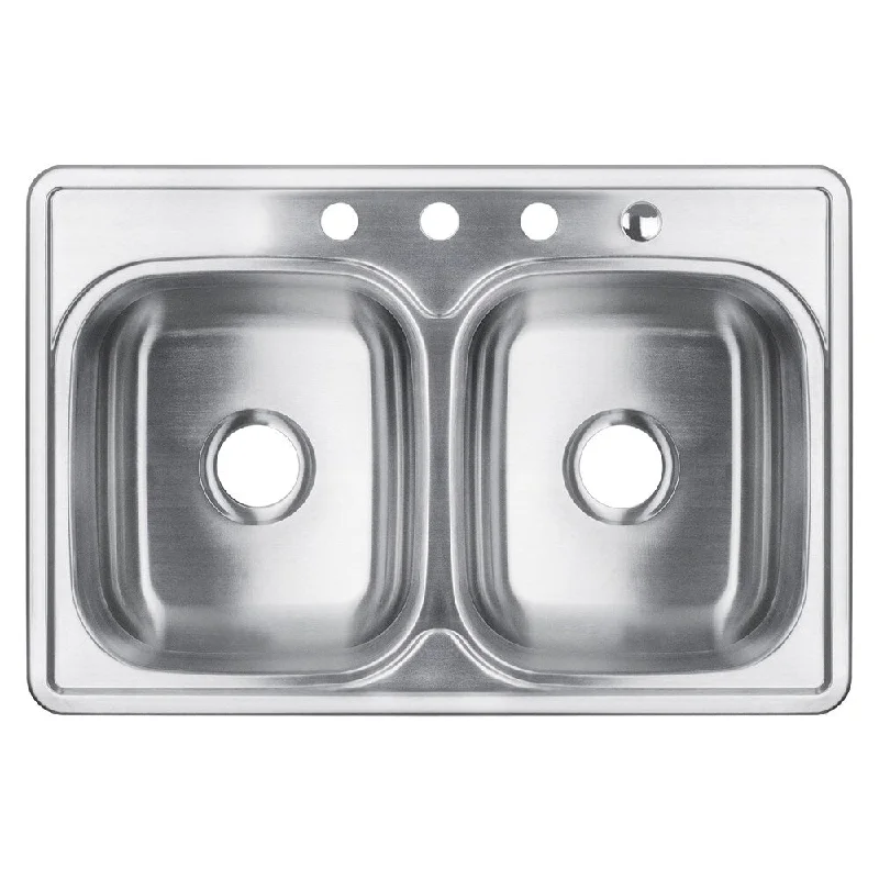 32-Inch Double Bowl Stainless Steel Top-mount Kitchen Sink - Silver