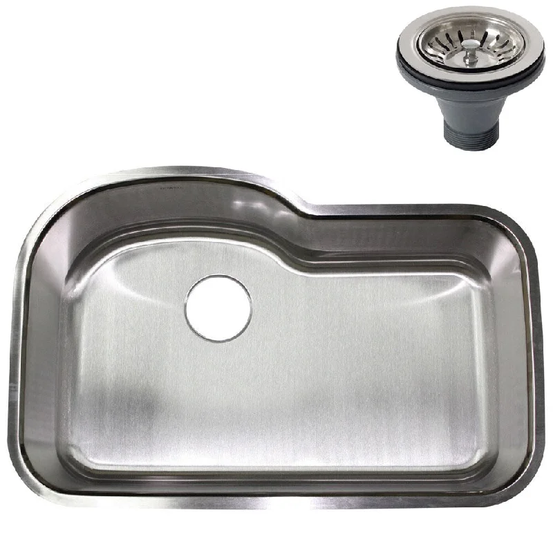 32-inch Stainless Steel 18 gauge Undermount Single Bowl Kitchen Sink with Deluxe Strainer