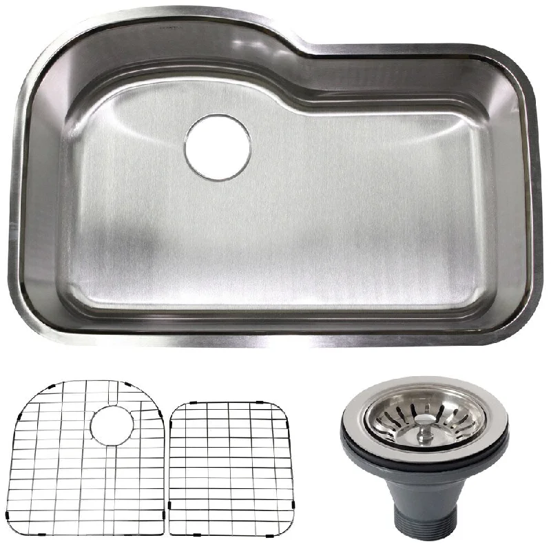 32-inch Stainless Steel Undermount Single Bowl Kitchen Sink w/ Accessories