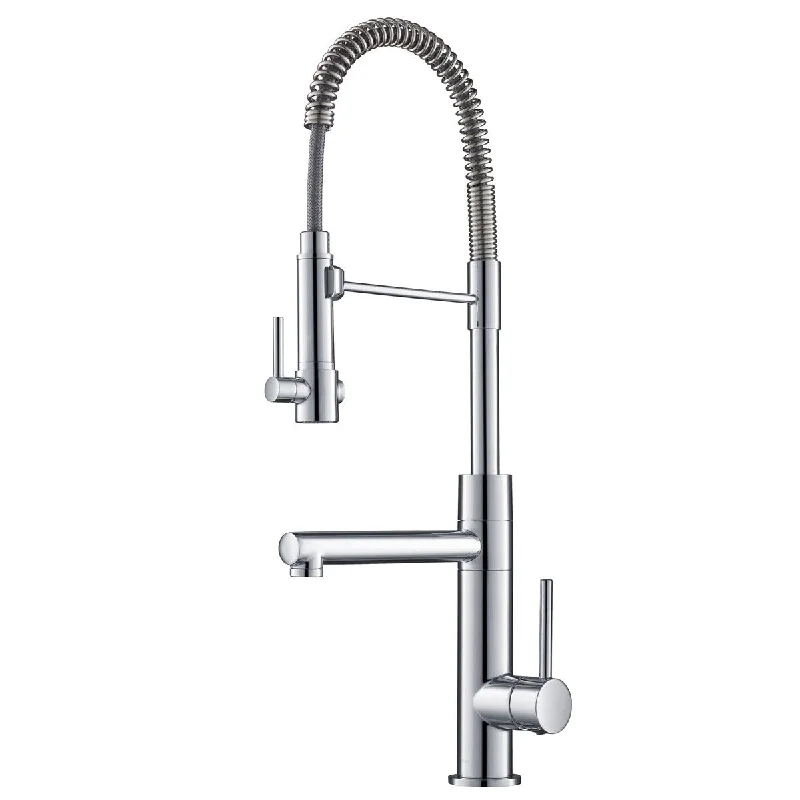 Artec Pro 2-Function Commercial Style Pre-Rinse Kitchen Faucet with Pull-Down Spring Spout and Pot Filler, Chrome Finish