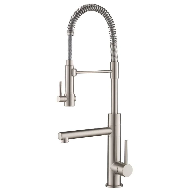 Artec Pro Spot Free Stainless Steel 2-Function Commercial Pre-Rinse Kitchen Faucet with Pull-Down Spring Spout & Pot Filler