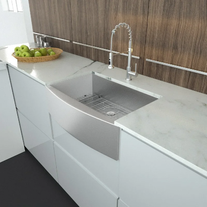 Aurora Decor Single Bowl Stainless Steel Farmhouse kitchen sink - 30 in. Width