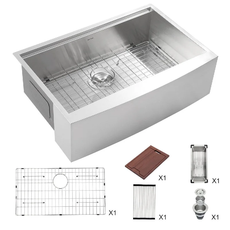 Aurora Decor Single Bowl Stainless Steel Farmhouse kitchen sink - 30 in. Width