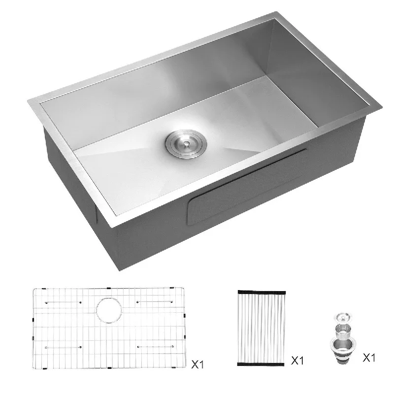 Aurora Decor Single Bowl Stainless Steel Undermount kitchen sink - 30 in. Width