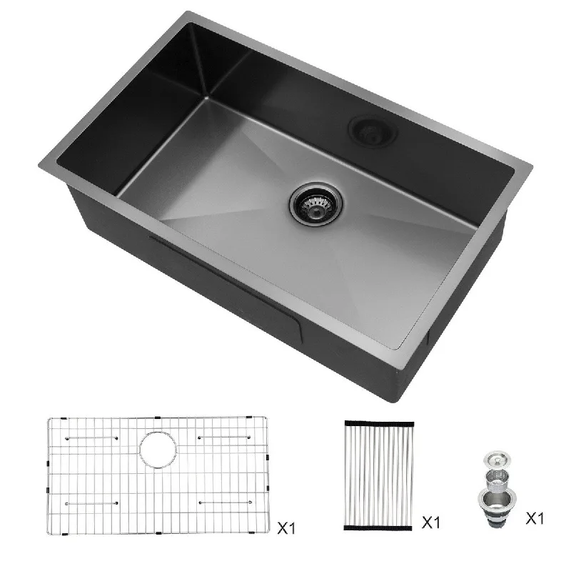 Aurora Decor Single Bowl Stainless Steel Undermount kitchen sink - 30 in. Width