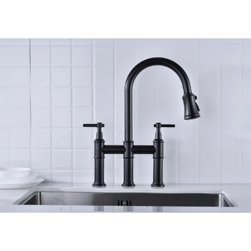 Bridge Kitchen Faucet with Pull-Down Sprayhead in Spot