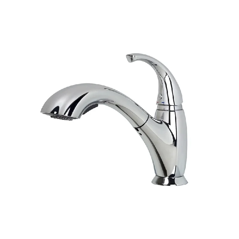 Brienza Montbelliard Modern Single-Handle Pull-Out Sprayer Kitchen Faucet with Deck Plate in Chrome