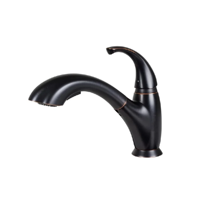 Brienza Montbelliard Modern Single-Handle Pull-Out Sprayer Kitchen Faucet with Deck Plate in Oil Rubbed Bronze